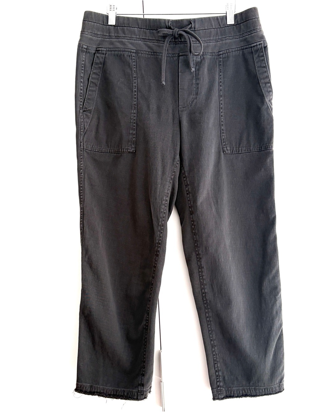 James Perse Drawstring Crop Utility Cargo Pants Black Size 3 L